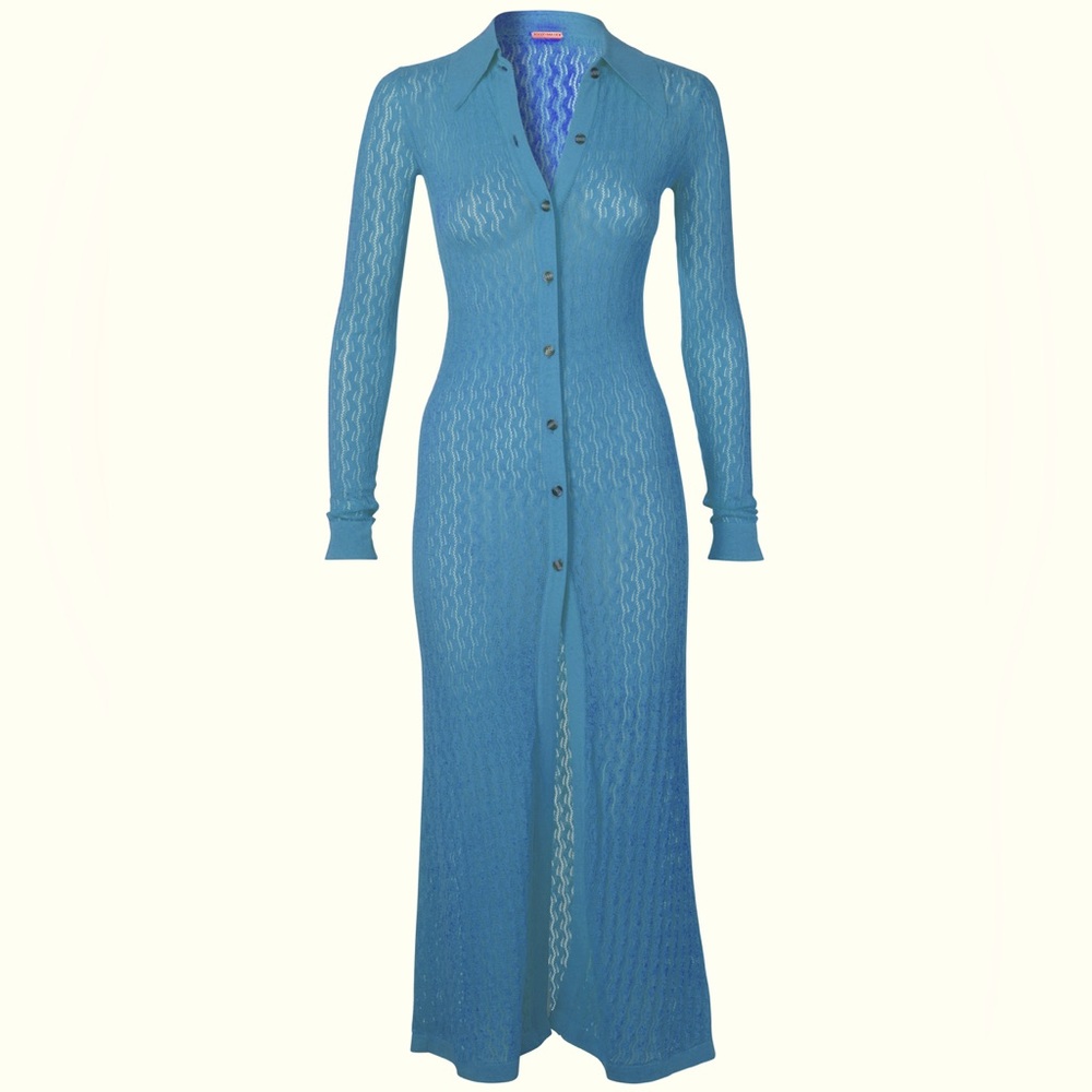 NWT Dodo Bar Or Tory turquoise knit dress cover up 40 Small blue green teal